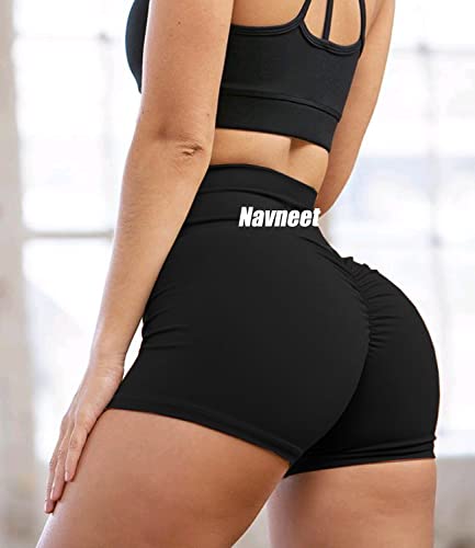 Navneet Pantalon Corto Deporte Mujer Short Deportivo Leggins Cortos Mallas Deporte Mujer Cortas Push Up Ropa Deportiva Negro L