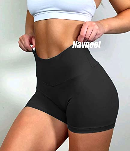 Navneet Pantalon Corto Deporte Mujer Short Deportivo Leggins Cortos Mallas Deporte Mujer Cortas Push Up Ropa Deportiva Negro L