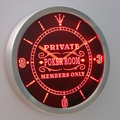 nc0455 de B Private Poker Room Member Only Bar Beer Neon Sign LED Wall Clock Reloj Bombilla Reloj/vibrantes – Reloj de pared