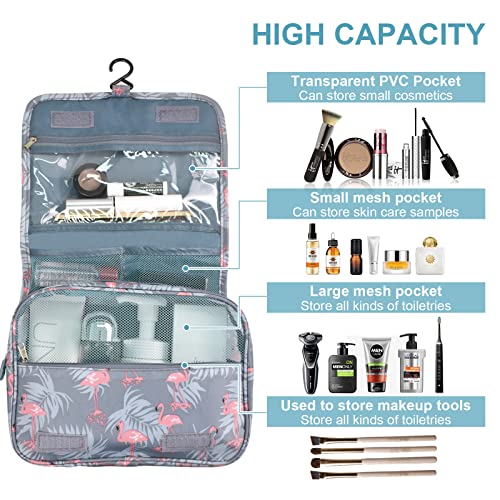 Neceser Colgante para Mujer, Neceser de Viaje, Neceser Impermeable con Ganchos, Organizador de Maquillaje con Compartimentos para Baño, Ducha, Artículos de Tocador