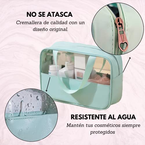 Neceser De Viaje Impermeable, Llevalo En La Maleta Y A La Playa. Neceser De Mujer con La Parte Superior Transparente, Ten Controlados Siempre Todos Tus Cosmeticos Y Tu Maquillaje.