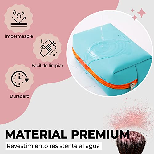 Neceser Organizador Maquillaje-Estuche Bolsa Viaje- Cosmeticos Almacenar - Aseo Mujer- Pequeño (Azul Claro)