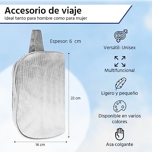 Neceser Pequeño Viaje Avión – Bolsa de Aseo Viaje Mujer – Neceser Mujer Maquillaje Bolso - Bolsa de Aseo Impermeable Hombre – Bolsa Aseo Impermeable Mujer Playa – Neceser Gimnasio Hombre - Blanco