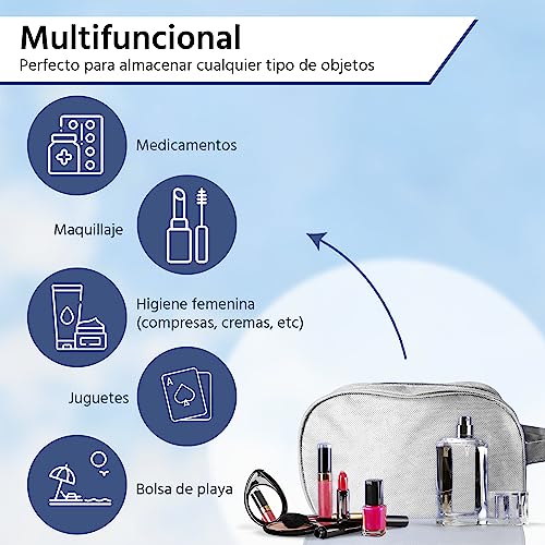 Neceser Pequeño Viaje Avión – Bolsa de Aseo Viaje Mujer – Neceser Mujer Maquillaje Bolso - Bolsa de Aseo Impermeable Hombre – Bolsa Aseo Impermeable Mujer Playa – Neceser Gimnasio Hombre - Blanco