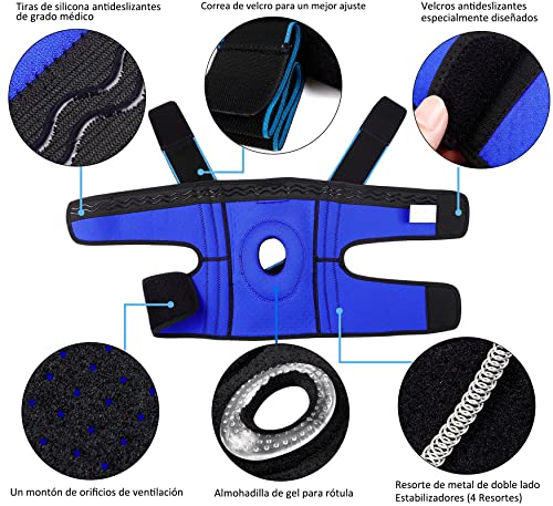 NEENCA Rodilleras Deportivas, Rodillera Menisco Ligamento con Estabilizadores Laterales y Almohadillas de Gel de Rótula, Rodillera de Rotuliana Ajustable para Artritis, Correr, Baloncesto, Bicicleta