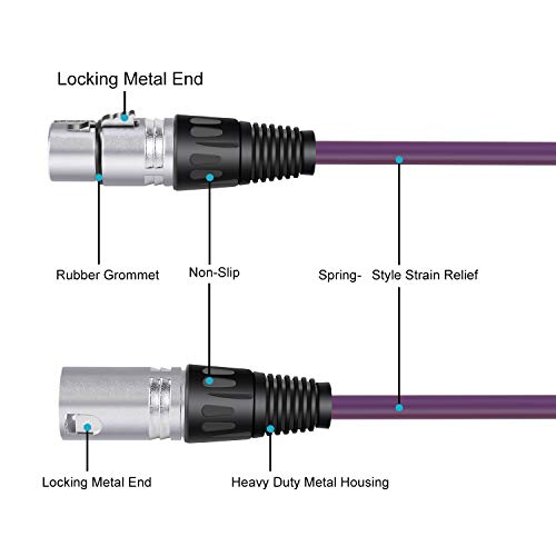 NEEWER 6 cables de audio para micrófono de 24,9 pies / 7,6 metros XLR macho a XLR hembra cable serpiente de colores (morado/rojo/azul/naranja/amarillo/verde)