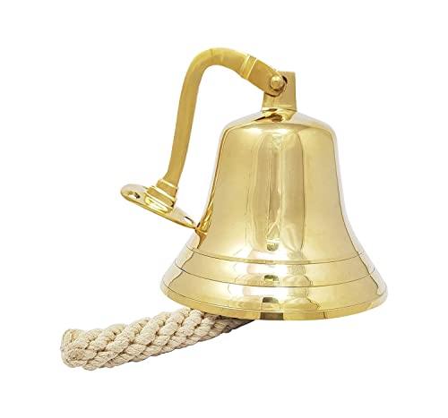 Neez Campana de Barco - Campana de Latón Macizo para Escolar, Interior, Exterior, Marinera, Nautica, Pub, Decoración del Hogar, Cena y Recepción Uso - Antigua Campanillas de Metal (3" Campana)