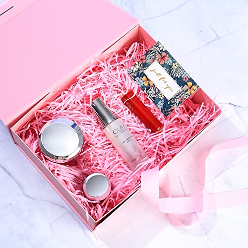 Negra Caja de Regalo con Cinta, Cajas de Regalo Magnéticas con Tapas, Cajas Decorativa de Embalaje de Regalo, Cajas de Presentación para Regalos, con Papel Triturado, Tarjetas