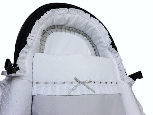 Nenel Conjunto A Medida de Saco de Capazo In Box + Cubrecapazo - Plumeti Blanco