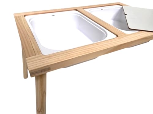 Nenitus Mesa sensorial Montessori de Madera, Mesa de Actividades niños, Mesa con bandejas extraibles, Mesa niños para líquidos, Mesa niños Madera.