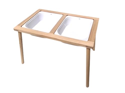 Nenitus Mesa sensorial Montessori de Madera, Mesa de Actividades niños, Mesa con bandejas extraibles, Mesa niños para líquidos, Mesa niños Madera.