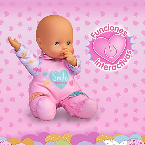 Nenuco - Tiritas, de Cuerpo Blandito, Muñeco con Sonidos de Bebé, Dice Papá y Mamá, llora y se ríe, con Tiritas de Quita y Pon, Juguete para niños pequeños Desde 10 Meses, Famosa (NFN24000)