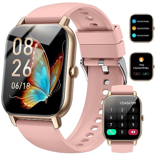 Nerunsa Reloj Inteligente Hombre Mujer con Llamadas, 1,85" Smartwatch 100+ Modos Deportivos, Pulsómetro, Monitor de Sueño, Pulsera Actividad Impermeable IP68 Reloj para iOS Android, Oro Rosa