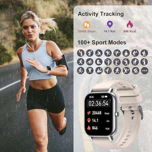 Nerunsa Reloj Inteligente Hombre Mujer con Llamadas, 1,85" Smartwatch 100+ Modos Deportivos, Pulsómetro, Monitor de Sueño, Pulsera Actividad Impermeable IP68 Reloj para iOS Android, Blanco Estrella