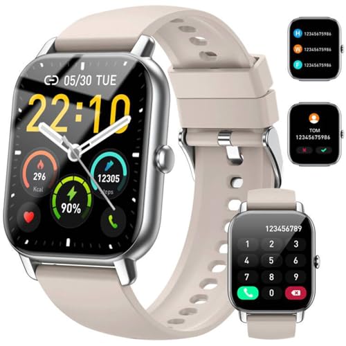 Nerunsa Reloj Inteligente Hombre Mujer con Llamadas, 1,85" Smartwatch 100+ Modos Deportivos, Pulsómetro, Monitor de Sueño, Pulsera Actividad Impermeable IP68 Reloj para iOS Android, Blanco Estrella