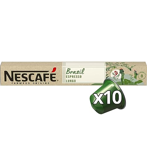 NESCAFÉ Farmers Origins Brazil Lungo Cápsulas de Café 8 x 10 Unidades - Aprobado para Máquinas Nespresso