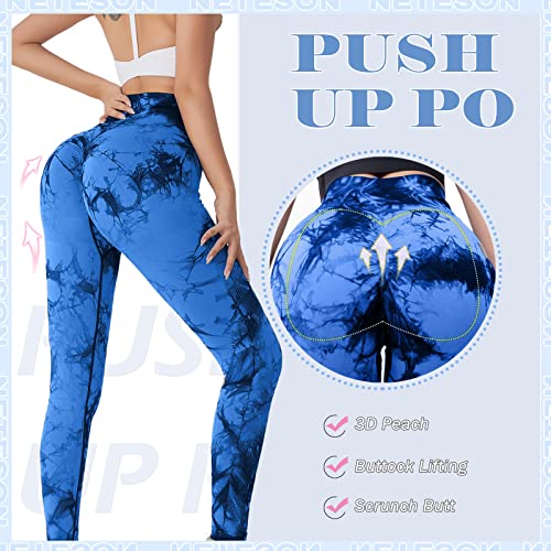 Neteson Leggings Deportivos Mujer Push Up Cintura Alta Mallas Anticeluliticos Sin Costuras Opaco Scrunch Butt Pantalones Gym Yoga Fitness Jogging Entrenamiento