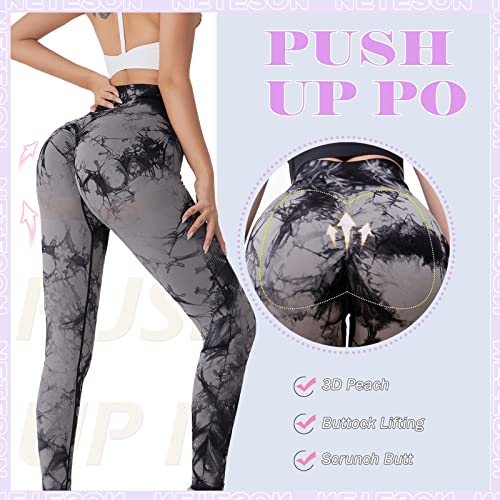 Neteson Leggings Deportivos Mujer Push Up Cintura Alta Mallas Anticeluliticos Sin Costuras Opaco Scrunch Butt Pantalones Gym Yoga Fitness Jogging Entrenamiento