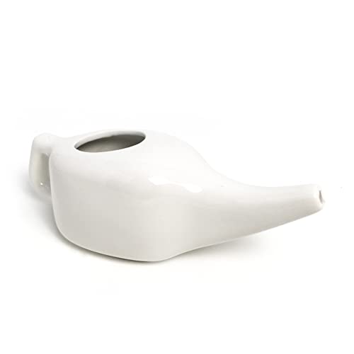 Neti Pot en Cerámica para Limpiar y Desinfectar las fosas nasales - 200 ml - Práctica Ayurvédica - Jala Neti Hatha Yoga - para el drenaje de los senos frontales y para limpiar las vías respiratorias