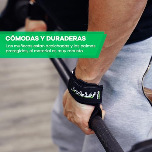 NetroxSports® Power Grips - Lifting Straps Powerlifting - Levantamiento de Pesas - Correas - Agarres para Gym - Agarraderas Gimnasio - Peso Muerto - Bodybuilding Fitness Gimnasio - Mujeres y Hombres