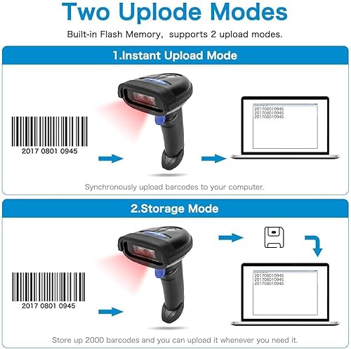 NETUM NT-1228BC Bluetooth CCD Escáner de Código de Barras Portátil USB Inalámbrico 1D CCD Códigos de Barras Imager para el Pago Móvil Pantalla de Ordenador de Pago Compatible con iOS y Android