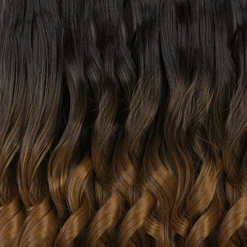 Neverland 24 pulgadas (60 cm) clip de cabeza completa en extensiones de cabello Ombre ondulado rizado dip dye