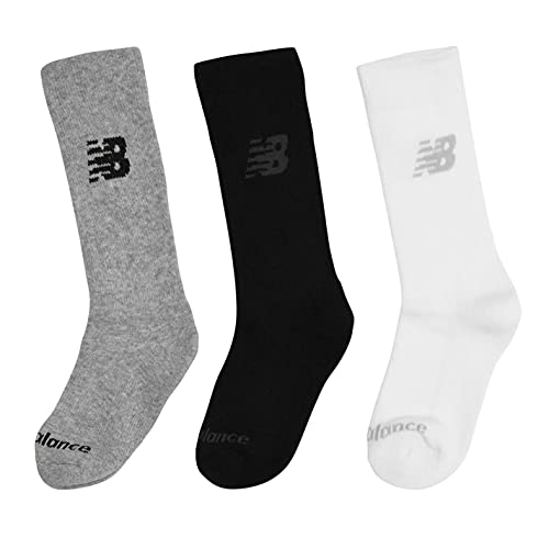 New Balance LAS95363 Calcetines Unisex, Blanco/Gris, L, 3 unidades