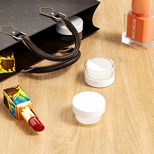 Newaner 60 Piezas Tarros de Plástico, 10g10ml Contenedores Cosmético de Viaje, Mini tarro transparente con tapón rosca Lata vacia con pegatinas, para llevar maquillaje, lociones, mini velas(Blanco)