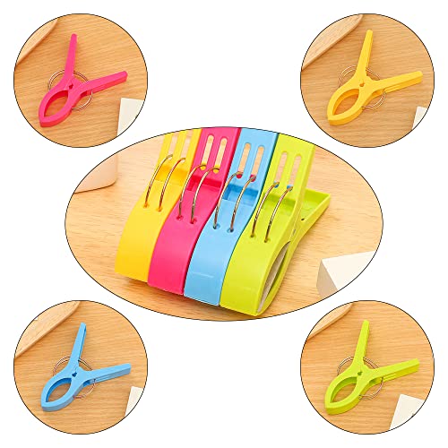 Newaner Grandes Playa Toalla Clips Pinzas de Plástico Fuerte, Durable Resistente Clips, Pinza de la Ropa, Resistentes al Viento, Brillante Color Clips para la Ropa Pesada y el Lavarse(16 pcs)