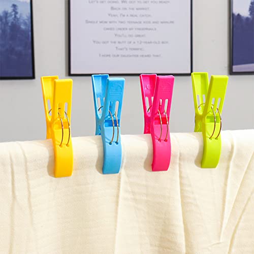 Newaner Grandes Playa Toalla Clips Pinzas de Plástico Fuerte, Durable Resistente Clips, Pinza de la Ropa, Resistentes al Viento, Brillante Color Clips para la Ropa Pesada y el Lavarse(16 pcs)