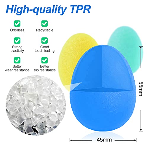 Newaner Pelota Antiestrés amarillo, verde y azul 3 Piezas, Rehabilitacion de Mano con Diferentes Grados de Dureza, Fortalecedores para Capacitación en Rehabilitación y Alivio de La Ansiedad