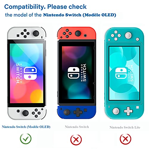 NEW'C 3 Piezas, Protector Pantalla para Nintendo Switch (modèle OLED), Cristal templado Antiarañazos, Antihuellas, Sin Burbujas, Dureza 9H, 0.33 mm Ultra Transparente, Ultra Resistente