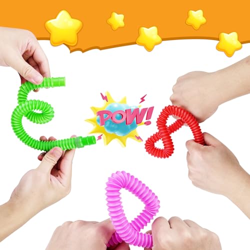 Newpop 24 Piezas Tubos sensoriales niños, Multicolor Tubos Pop, Elástico Juguetes Fidget, extendibles y conectables, para niños y Adultos