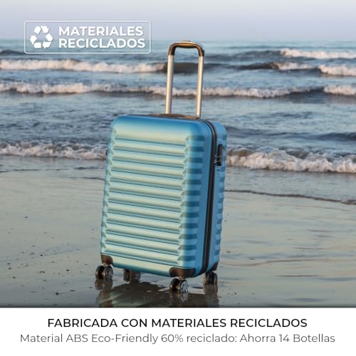 NEWTECK - Maleta de Viaje Grande 25Kg Upfly 28' ABS (75x49x29cm) con Cierre de Combinación y 4 Ruedas Dobles 360 | Resistente | Ligera | Interior Compartimentado | Azul Eléctrico