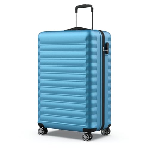 NEWTECK - Maleta de Viaje Grande 25Kg Upfly 28' ABS (75x49x29cm) con Cierre de Combinación y 4 Ruedas Dobles 360 | Resistente | Ligera | Interior Compartimentado | Azul Eléctrico