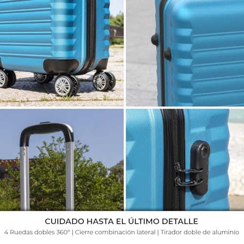 NEWTECK - Maleta de Viaje Grande 25Kg Upfly 28' ABS (75x49x29cm) con Cierre de Combinación y 4 Ruedas Dobles 360 | Resistente | Ligera | Interior Compartimentado | Azul Eléctrico