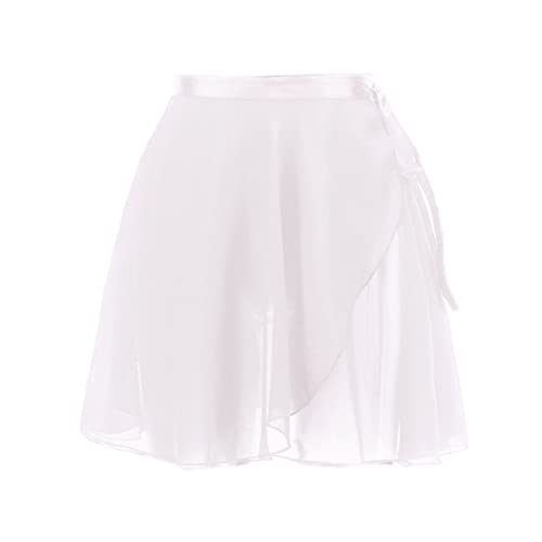 Newwyt Falda de Baile de Gasa para Mujer Falda de Ballet clásica Falda de Baile de tutú para niñas Falda de Baile Skate Over Bufanda Falda Ropa de Baile Fibra de poliéster Blanca