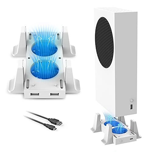 NexiGo Soporte Vertical con Ventiladores de Refrigeración para Consola Xbox Series S, Ventiladores Ajustables de 3 Niveles de Velocidad con Entrada de alimentación Tipo C, Color Blanco