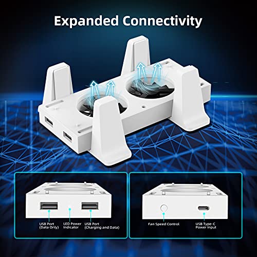 NexiGo Soporte Vertical con Ventiladores de Refrigeración para Consola Xbox Series S, Ventiladores Ajustables de 3 Niveles de Velocidad con Entrada de alimentación Tipo C, Color Blanco