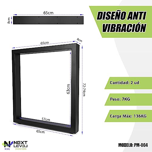 NEXT LEVEL - Patas para Mesas | 65x74cm, Perfil 80x40mm, Metálicas, para Madera y Cristal, Compatible con Anchos de Mesa 70, 80, 90 y 100cm | Patas Mesa Escritorio | Patas Mesa Comedor - PM-004