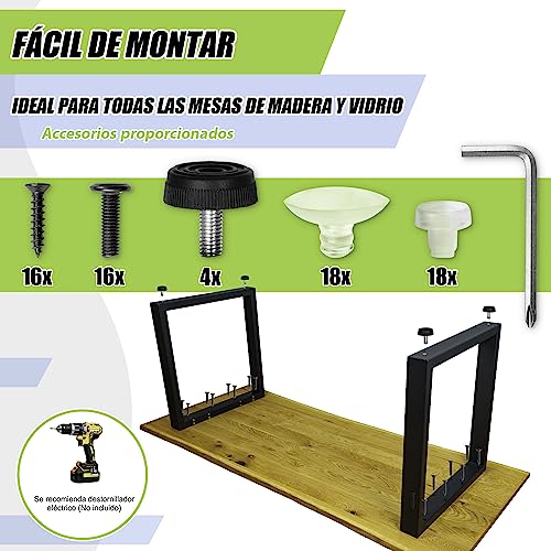 NEXT LEVEL - Patas para Mesas | 65x74cm, Perfil 80x40mm, Metálicas, para Madera y Cristal, Compatible con Anchos de Mesa 70, 80, 90 y 100cm | Patas Mesa Escritorio | Patas Mesa Comedor - PM-004