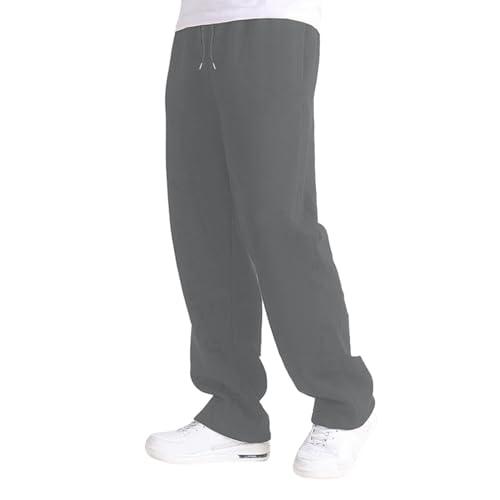 NHNKB Pantalones de chándal para hombre con forro polar, pantalones anchos y rectos, pantalones de jogger, entrenamiento, cintura alta, pantalones de yoga con bolsillos, pantalones cortos para hombre,