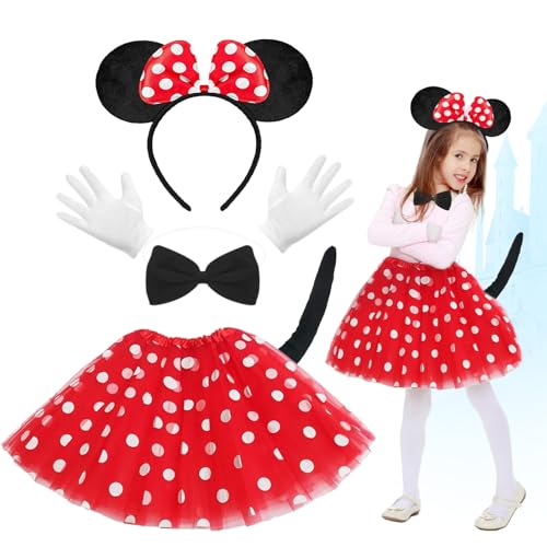 NHYDZSZ Disfraz de ratón para mujer, disfraz de mini ratón para mujer, disfraz de carnaval, vestido de ballet, diademas, guantes, nariz, mini ratón, diademas con para carnaval, cosplay, fiesta de