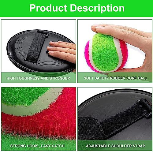 NHYDZSZ Juego de Bolas de Lanzamiento y Captura, Juego de Bolas con 4 Paletas y 4 Pelotas, Juego de Pelotas Velcro, Verde Rojo, Atrapa Juego de Pelota para Fiesta, Exteriores Deportes