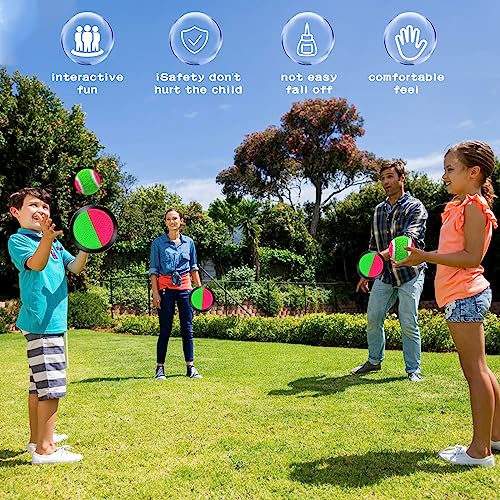 NHYDZSZ Juego de Bolas de Lanzamiento y Captura, Juego de Bolas con 4 Paletas y 4 Pelotas, Juego de Pelotas Velcro, Verde Rojo, Atrapa Juego de Pelota para Fiesta, Exteriores Deportes