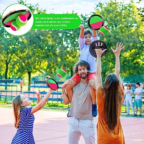 NHYDZSZ Juego de Bolas de Lanzamiento y Captura, Juego de Bolas con 4 Paletas y 4 Pelotas, Juego de Pelotas Velcro, Verde Rojo, Atrapa Juego de Pelota para Fiesta, Exteriores Deportes