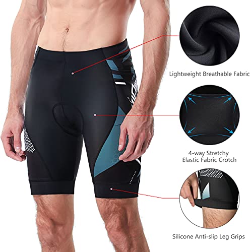 NICEWIN Pantalones Cortos de Ciclismo para Hombre con Almohadilla Pantalones Bicicleta Acolchada con Gel 4D Cortos MTB Bicicleta Pantalones Cortos Transpirables