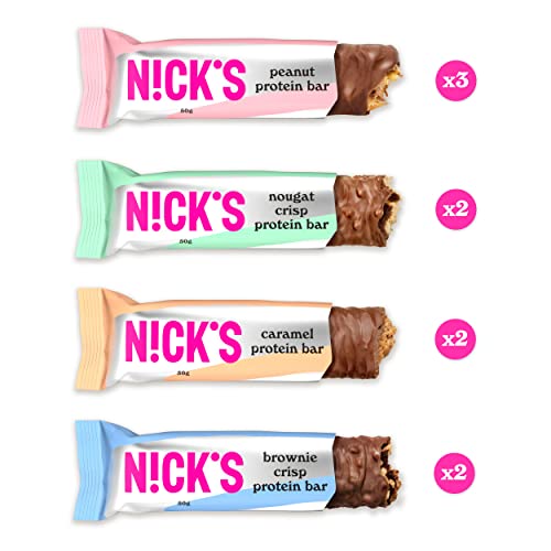 NICKS Mix de Barritas Proteina, Keto Protein Bar de Chocolate 4g Carbohydratos Netos 15g Proteína y 5g Colágeno Sin Azúcar Añadido Low Carb Proteicas Snacks Sin Gluten (9x50g)