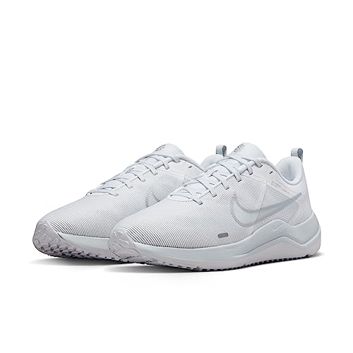 NIKE Downshifter 12, Zapatillas Mujer, White Metallic Silver Pure Platinum, 37.5 EU