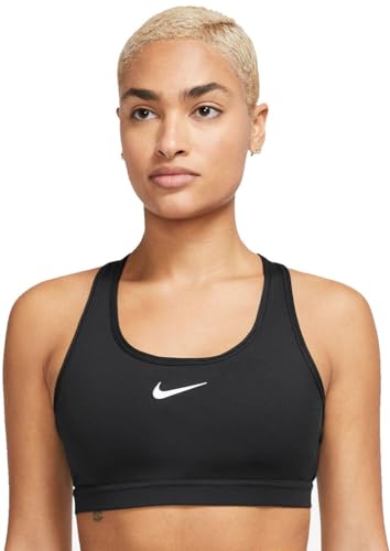 NIKE DX6821-010 W NK SWSH Med SPT Bra Sports Bra Mujer Black/White Tamaño XS